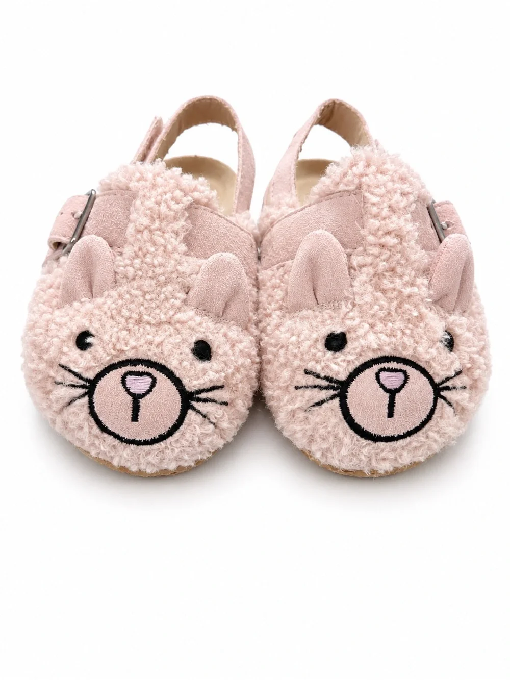 Toddler Pink Plush Bunny Face Slingback Shoes